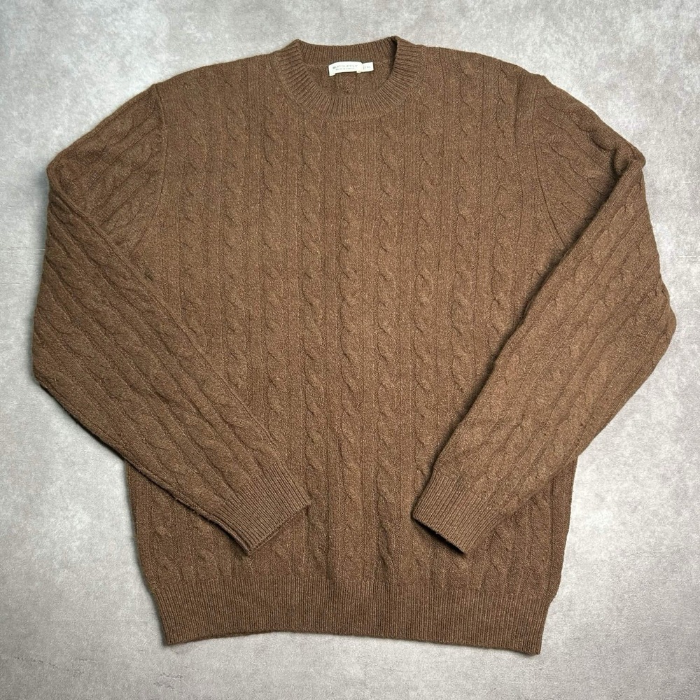 Suitsupply Alpaca Blend Men's XL Chunky Pullover Cable Knit Brown